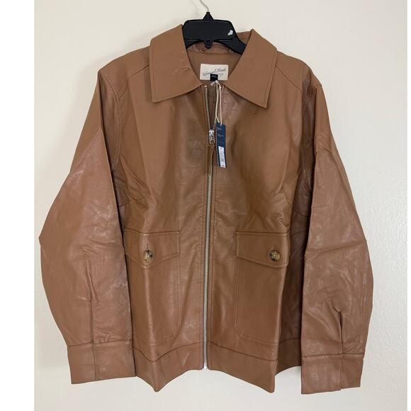Universal Thread Women's Brown Faux Leather Jacket 1X NWT - Picture 1 of 9